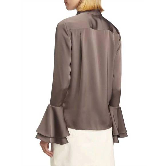 NEW DEREK LAM 10 CROSBY selma blouse in dark truffle - Picture 3 of 3